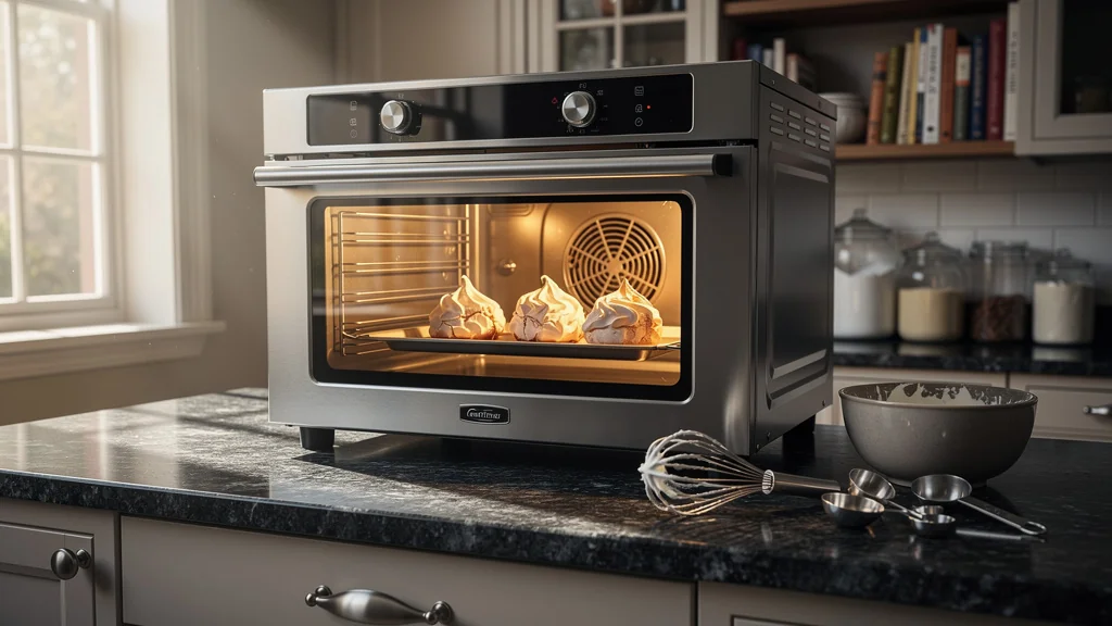 Four à chaleur tournante moderne avec meringues dorées parfaitement cuites à l’intérieur