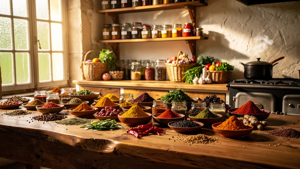 Cuisine de l'Eure avec un large assortiment d'épices du monde dans un décor chaleureux et authentique